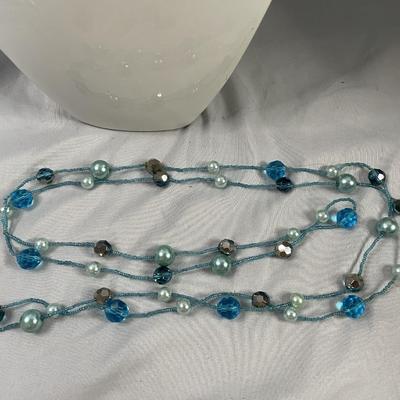Blue Glass Beaded Necklace