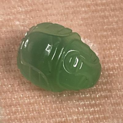 Green Carved Scarab Tie Tack