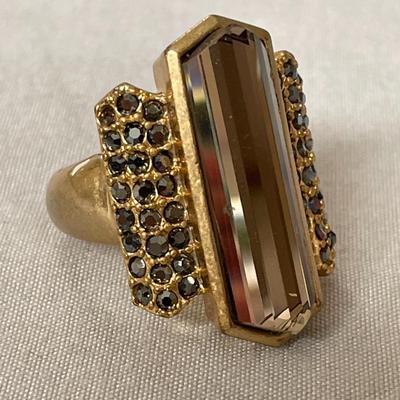 Lia Sophia Amber and Gold Tone Ring