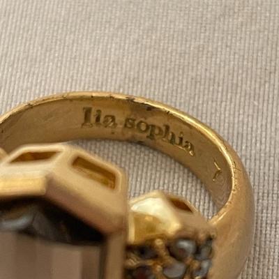 Lia Sophia Amber and Gold Tone Ring