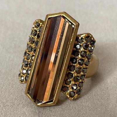 Lia Sophia Amber and Gold Tone Ring