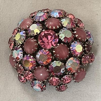 1960s Pink Warner Domed Brooch