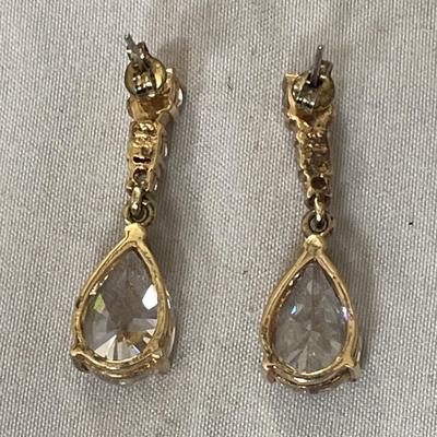 925 Gold Covered Silver Dangle Earrings