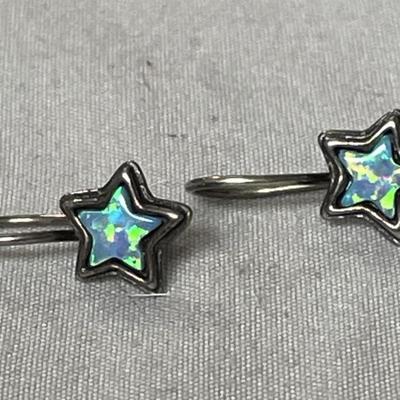 925 Silver and Abalone Shell Star Earrings