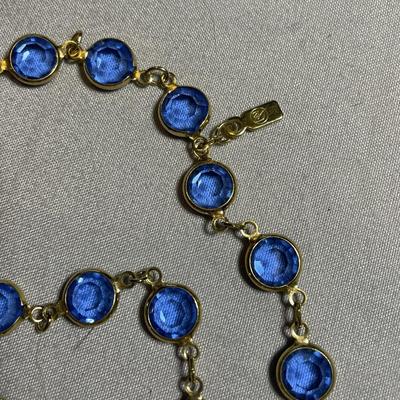 Blue Swarovski Beveled Earrings and Necklace