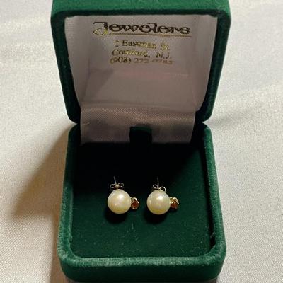 14K Gold Pearl and Topaz Earrings