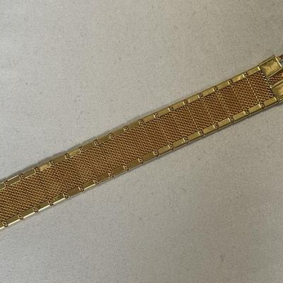 Vintage Gold Tone Mesh Floral Panel Bracelet