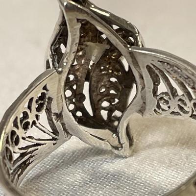 Sterling Silver Ring with Rhinestone