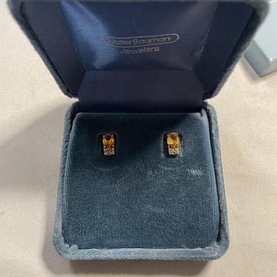 14K Gold with Diamond Chips and Precious Stone
