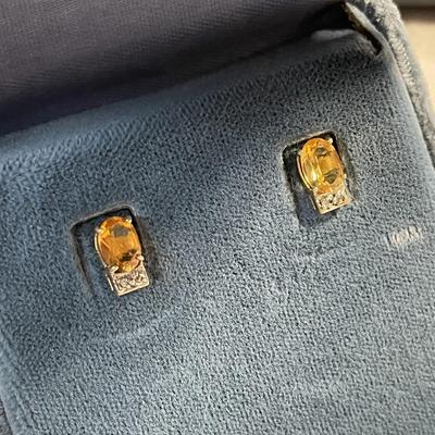 14K Gold with Diamond Chips and Precious Stone