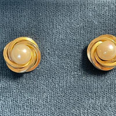 14K Gold and Pearl Love Knot Earrings