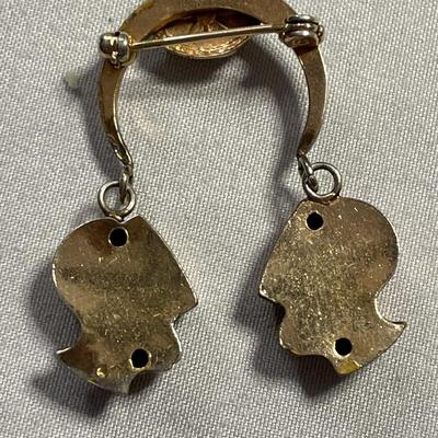 Vintage Brooch with Monkeys