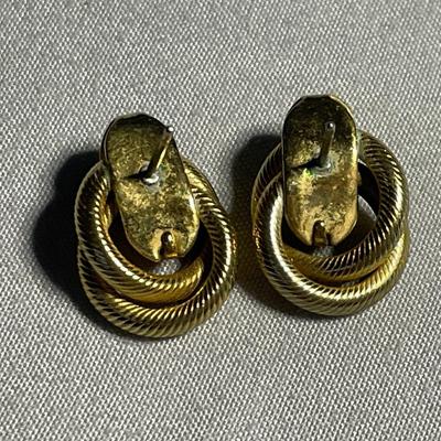 Gold Tone Earrings and Safety Pin