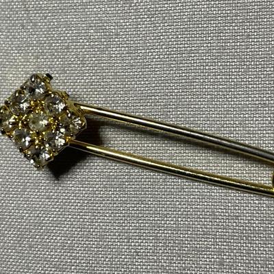 Gold Tone Earrings and Safety Pin
