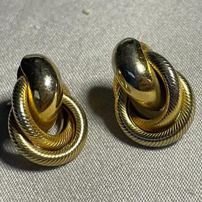 Gold Tone Earrings and Safety Pin