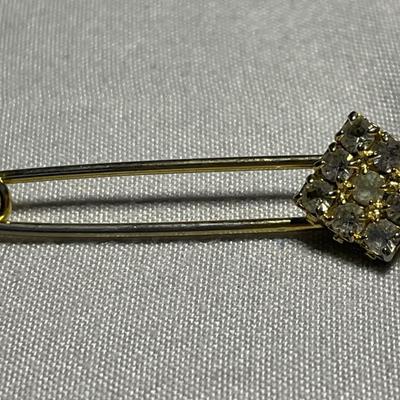Gold Tone Earrings and Safety Pin
