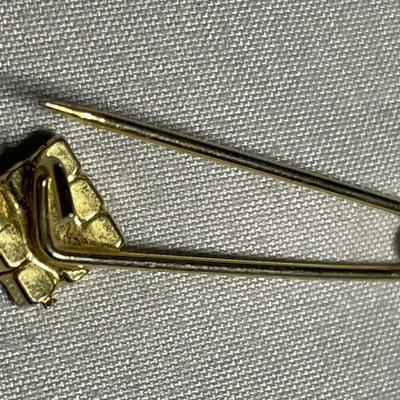 Gold Tone Earrings and Safety Pin