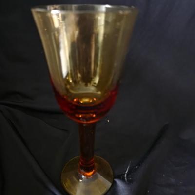 Set Of Four Amber Goblets