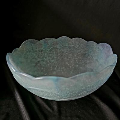 Murano Blue and Pink Heavy Glass Bowl (or light fixture!)