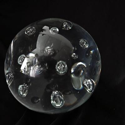 Murano Art Glass Clear Control Bubble Paperweight Small