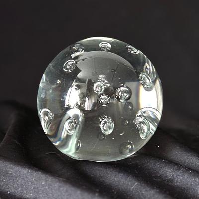 Murano Art Glass Clear Control Bubble Paperweight Small