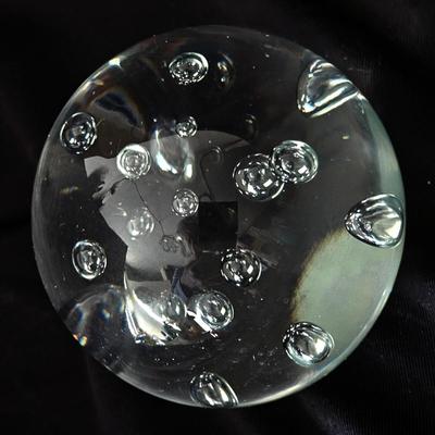 Murano Art Glass Clear Control Bubble Paperweight Small