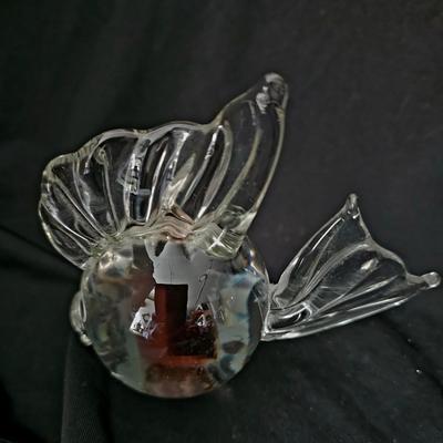 Hand Blown Vintage Glass Fish Clear