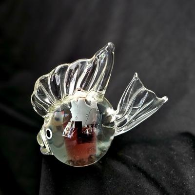 Hand Blown Vintage Glass Fish Clear