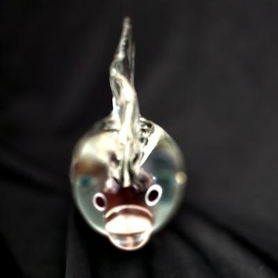 Hand Blown Vintage Glass Fish Clear