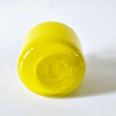 Yellow Glass Bottle With Red Accent Mid Century