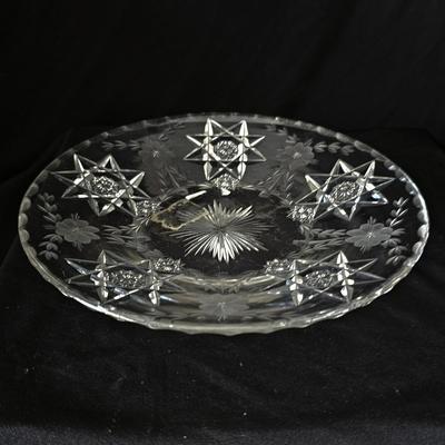 Lovely Crystal Platter Hawkes Antique cut crystal dessert plate