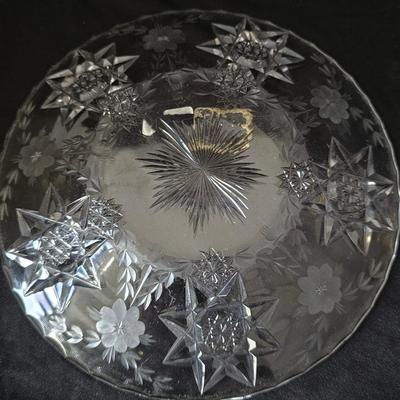 Lovely Crystal Platter Hawkes Antique cut crystal dessert plate
