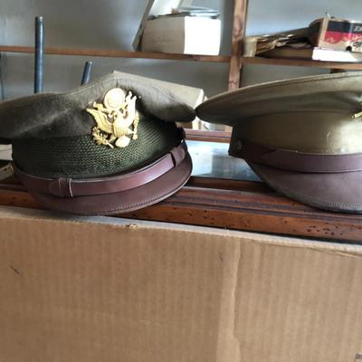 Pair of Vintage WWII Military Hats and Jacket Lot