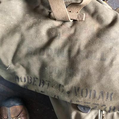 Vintage Army WW11 Memorabilia; Bed Matt, Sleeping Bag, Canteen, Etc.