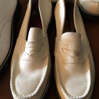 Lot of Seven Pairs of White Suede Shoes