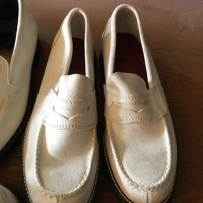 Lot of Seven Pairs of White Suede Shoes