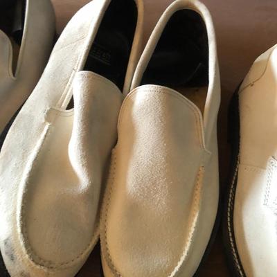 Lot of Seven Pairs of White Suede Shoes