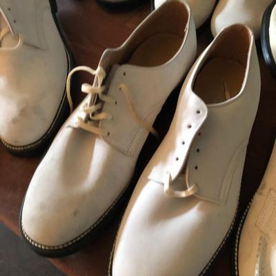 Lot of Seven Pairs of White Suede Shoes