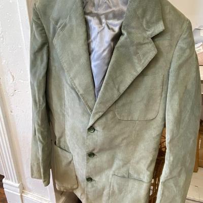 VINTAGE CLOTHING! Green Corduroy Blazer: Lot Seven