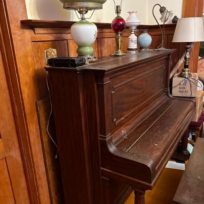 Antique Steinway & Sons Mahogany Upright Piano
