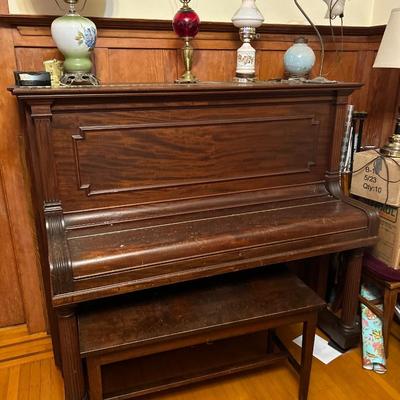 Antique Steinway & Sons Mahogany Upright Piano