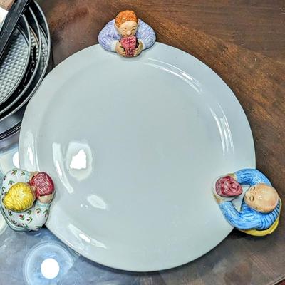 Vintage 1997 Lotus "chubbies, let's eat cake" ceramic footed cake platter