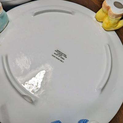 Vintage 1997 Lotus "chubbies, let's eat cake" ceramic footed cake platter