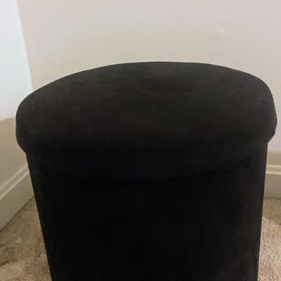 Velvet Black Upholstered Storage Ottoman Removable Padded Lid
