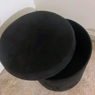 Velvet Black Upholstered Storage Ottoman Removable Padded Lid