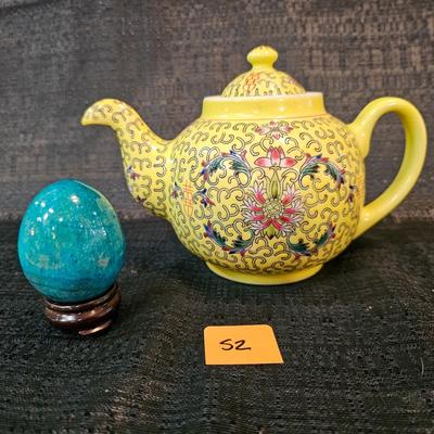 Chinese Teapot and Stone Egg