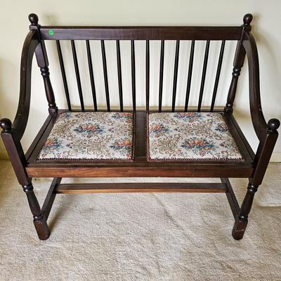 Spnidle Back Bench with Needlepoint Seats