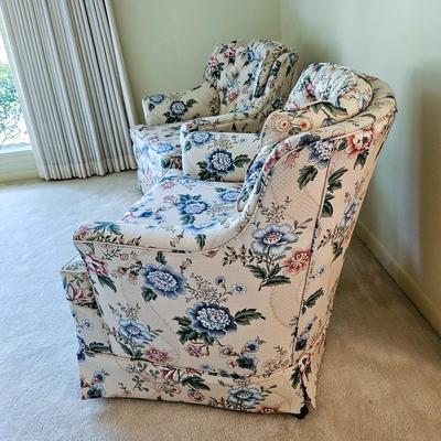 Pair of Floral Club Chairs
