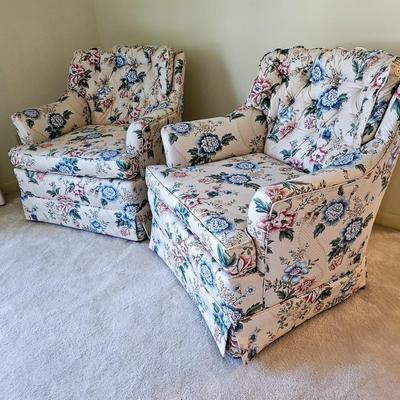 Pair of Floral Club Chairs
