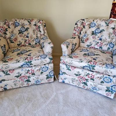 Pair of Floral Club Chairs